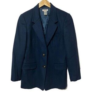 Vintage Talbots Navy Blue 100% Camel‎ Hair Blazer Women's Size 8 Made in Italy